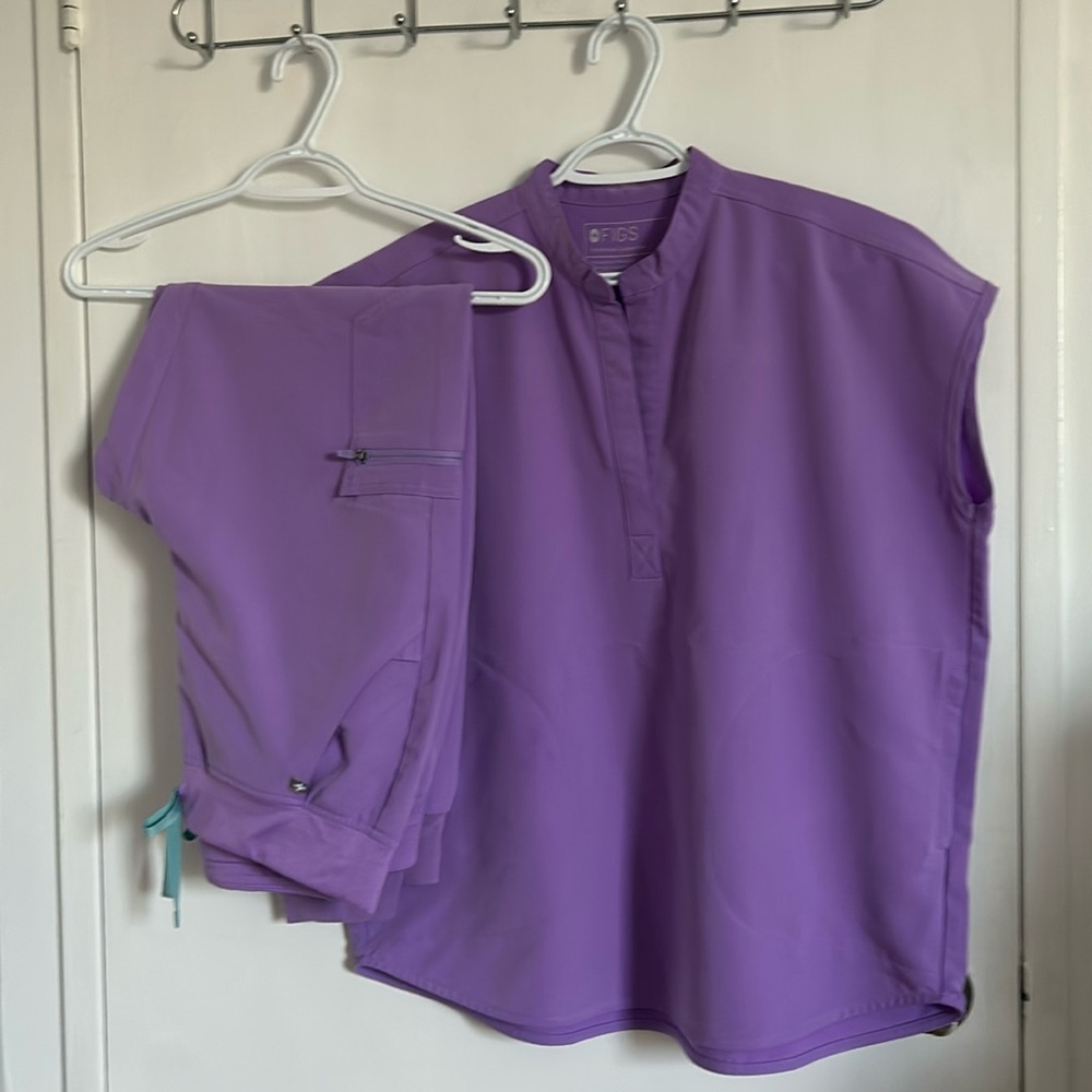 Figs Women's Purple Scrub Top and Pants Set